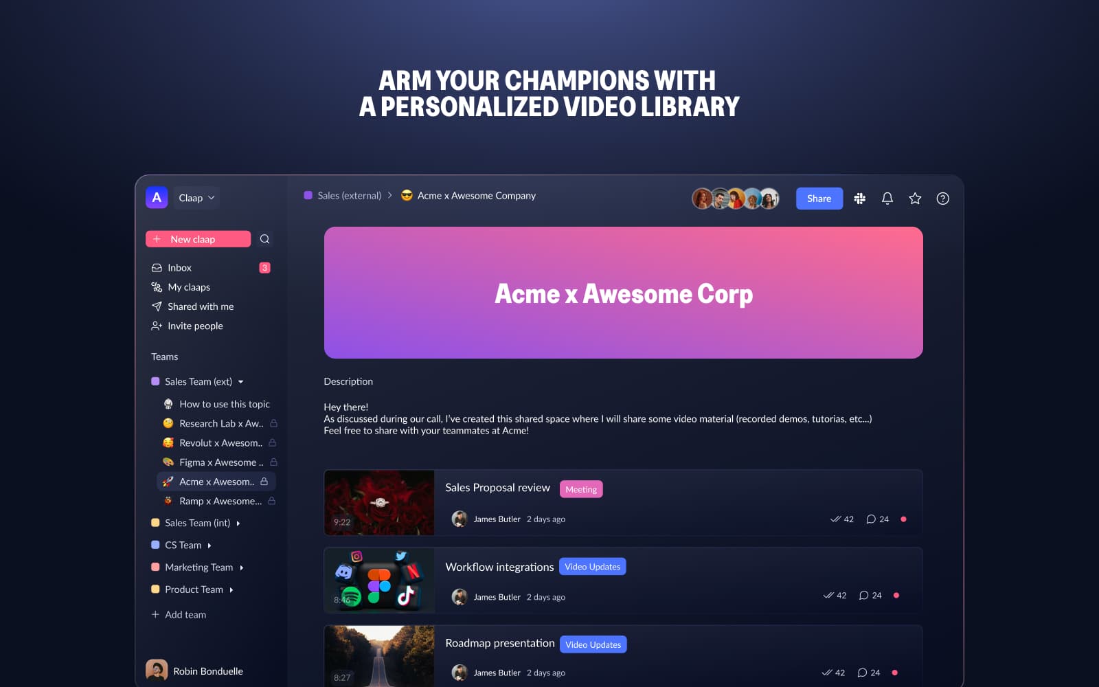 Claap vs Vidyard : créer une bibliothèque de vidéos personnalisées